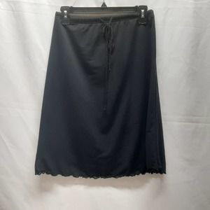 Liz Claiborne Petite sheer overlay lettuce trim hem elastic waist skirt Petite